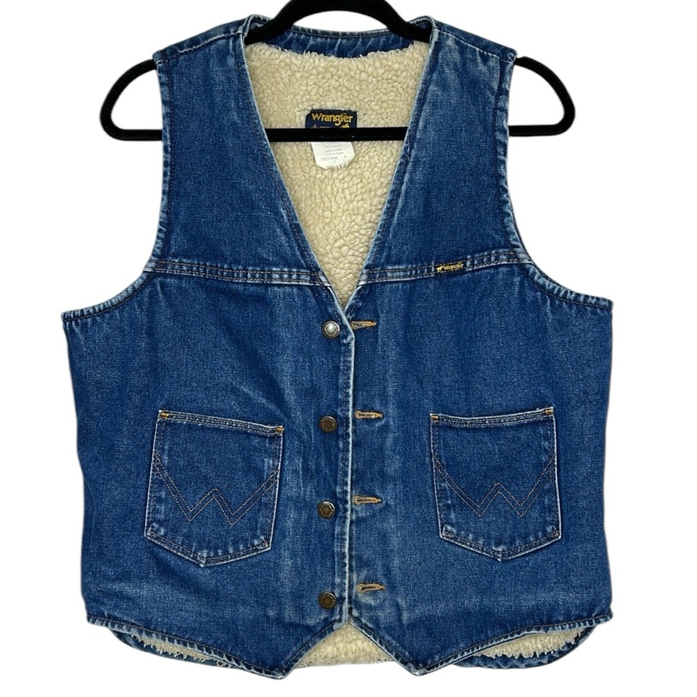 Wrangler Vintage 70s Sherpa Lined Denim Vest Size L